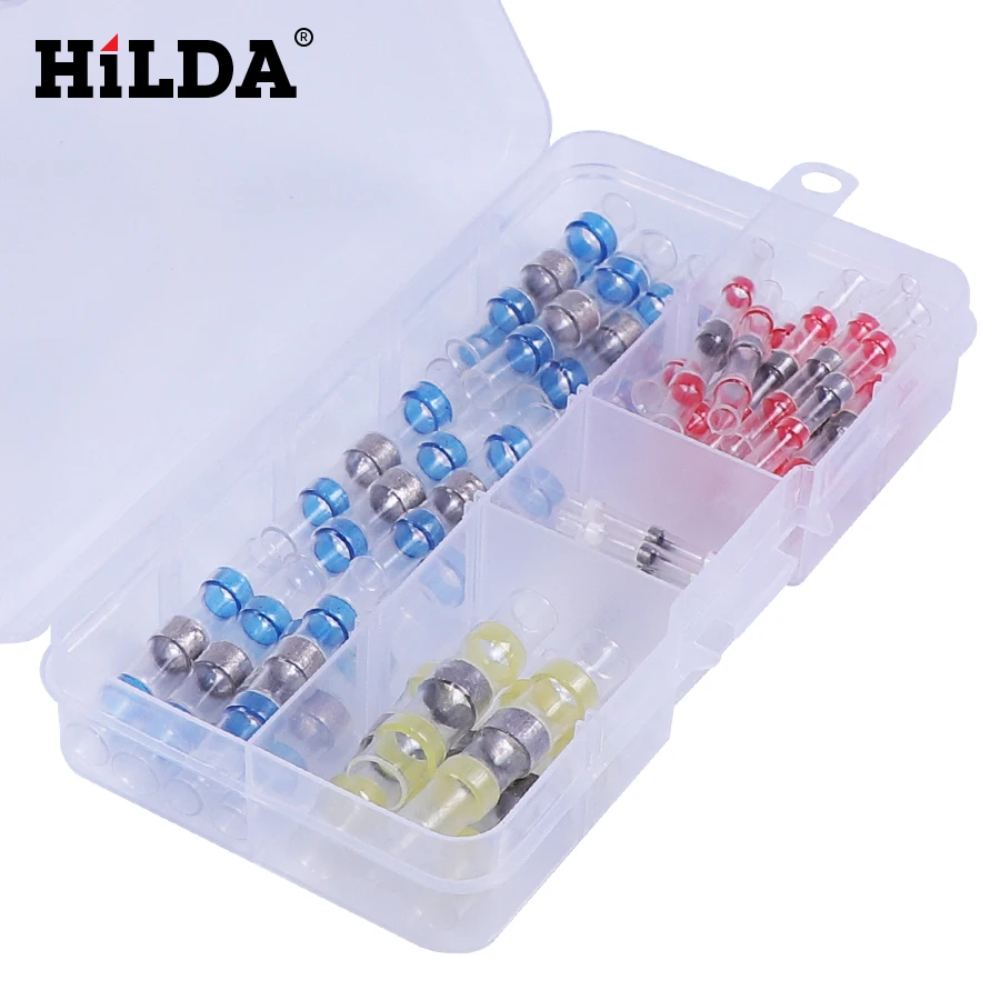 

HILDA 50PCS Wire Connector Cable Terminal Electrical Connector Waterproof Solder Seal Heat Shrink Butt Soldering Sleeve