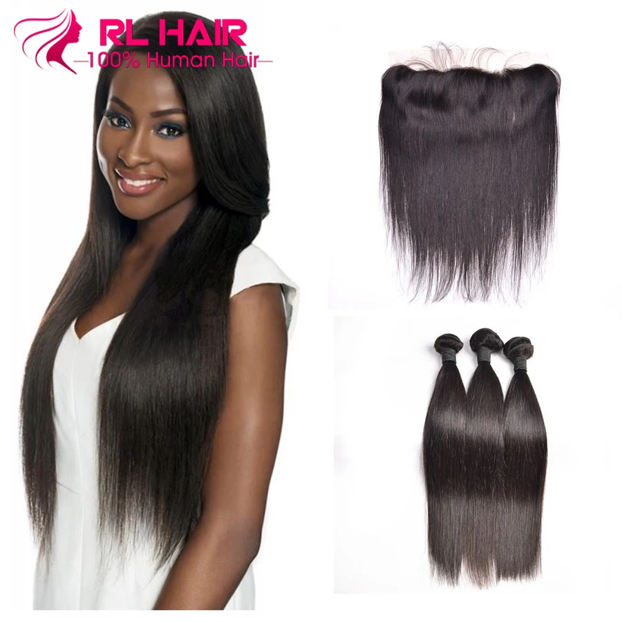 7A Peruvian Virgin Hair With Frontal Closure Lace Bundles Straight 13x4 |