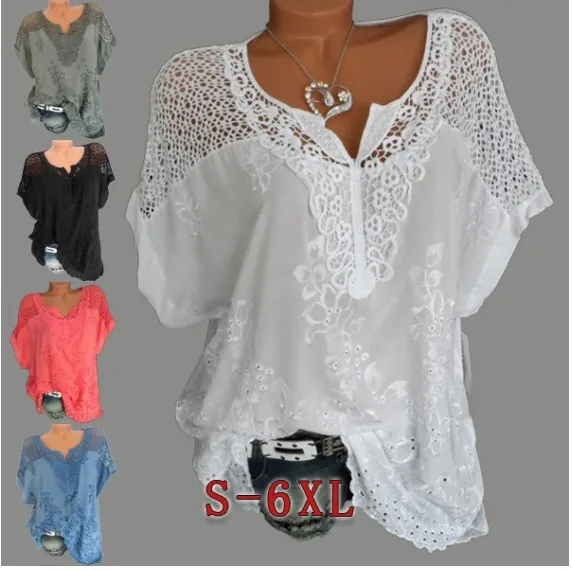 

Large size women's new pure cotton side V-neck back hollow