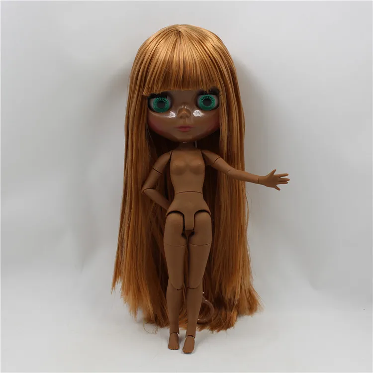 Фабрика fortune days blyth кукла супер черный тон кожи темная кожа 280BL0545 коричневые прямые волосы 1/6 30 см - Цвет: si dai super dark