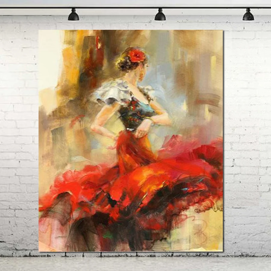 

Handpainted Figure art oil painting on canvas Impressional Dancer In Red canvas painting sexy woman wall painting wall decor