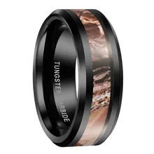 8mm Black Tungsten Carbide Rings Red Forest Camouflage Camo Hunting Band Mens Engagement Online Jewelery