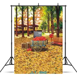 Тележка яблоки желтые листья дерево фотографический фон для портретной детский душ виниловые фоны фотосессии