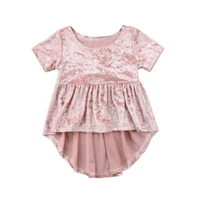 Одежда для малышей Дети Обувь для девочек бархат нерегулярные короткий рукав платье платье-пачка одежда с цветочным принтом Размеры От 1 до 4 лет