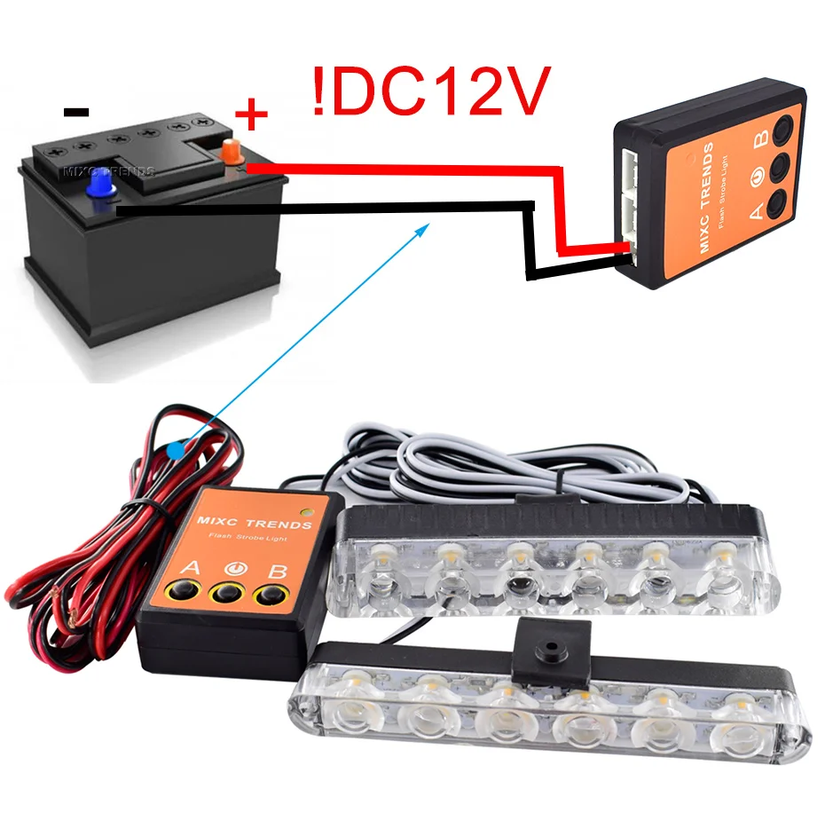 2x6 светодиодный стробовые сигнальные лампы 12 В автомобильные рабочие Противотуманные фары мигалка для полиции и скорой помощи мотоцикл грузовик светодиодный DRL Аварийная сигнализация свет