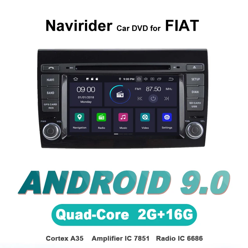 

touch screen OTOJETA Android 9.0 car dvd player FOR FIAT BRAVO HU car accessories gps Multimedia radio tape recorder Stere