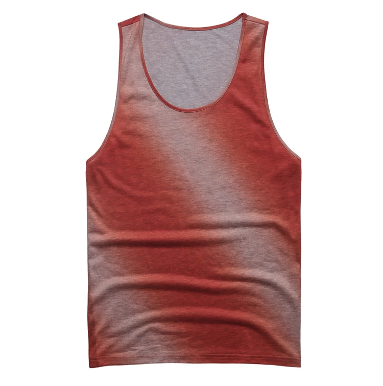 orange red gradient Летняя мужская майка в американском стиле, градиентные хлопковые повседневные майки с круглым вырезом, мужские облегающие быстросохнущие топы для бодибилдинга, Новое поступление T344 - Цвет: orange red gradient