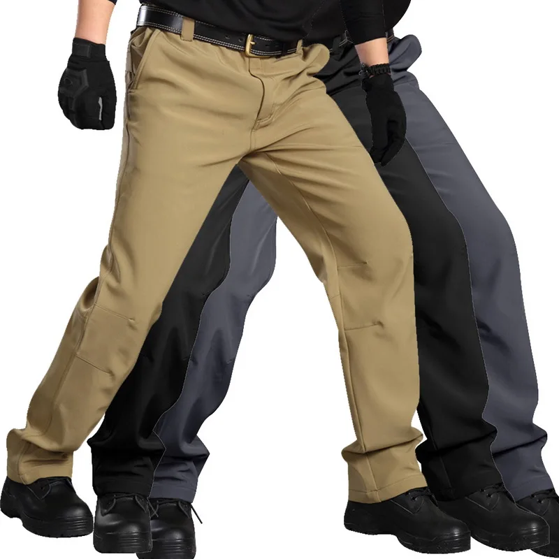 Классические однотонные уличные брюки, мужские длинные спортивные походные брюки, мужские тактические штаны на молнии, толстые теплые походные охотничьи брюки Hombre