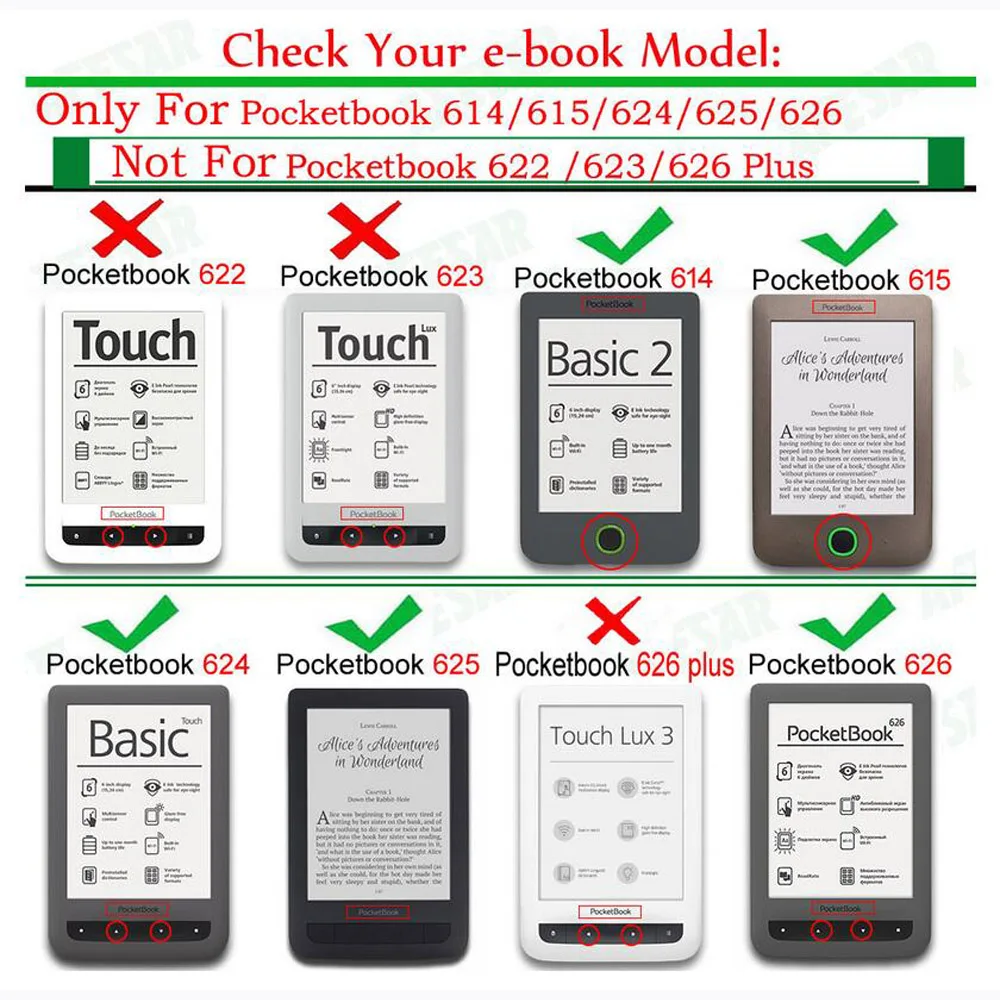 Защитный умный кожаный чехол для Pocketbook basic touch lux 614 615 624 625 626 чтения + подарок один