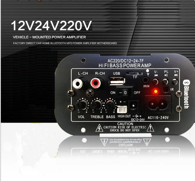 

HIFI Stereo Audio Amplifier Power Amplifier Portable Car Amplifier PCB Bluetooth