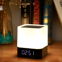 MUSKY DY28 5W Digital Alarm Clock Wireless Touch LED Night Light Bluetooth Speaker LED Colorful Night Lamp Support USB/TF Card