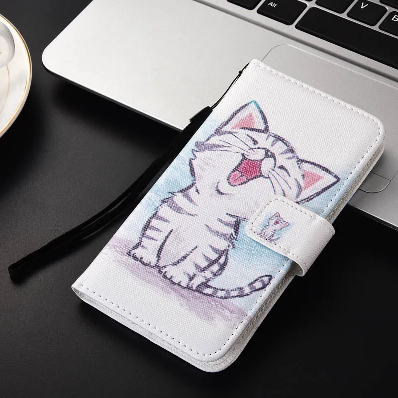 Для Samsung Galaxy J3 SM-J330F J330 чехол ТПУ бумажник с изображением персонажей из мультфильма из искусственной кожи чехол милые классные мягкий чехол для задней крышки - Цвет: white cat