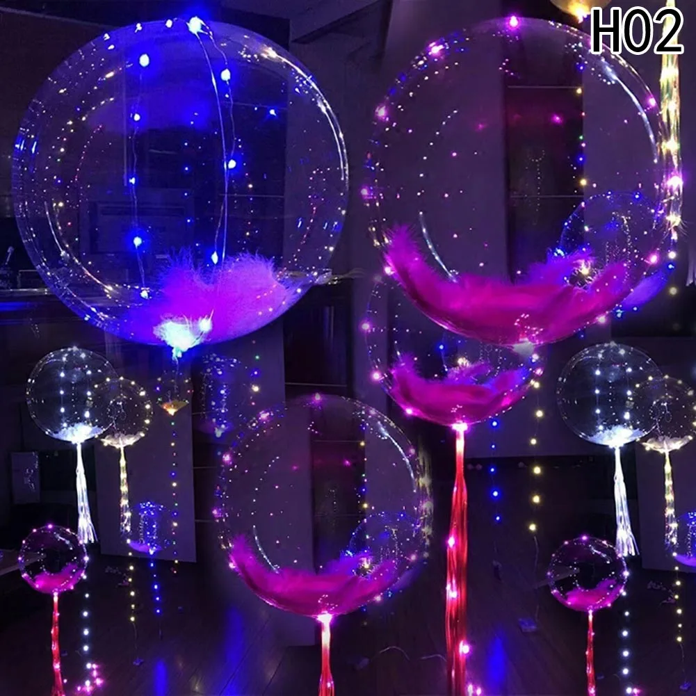 

1 set Luminous Led Balloon Colorful Transparent Round Bubble Decoration Party Wedding Balloons Glow in the dark Toys