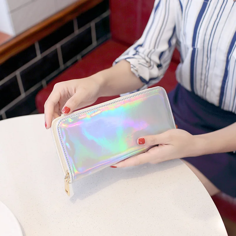 

2019 New Women Long Wallet Clutch Laser Wallet Fashion Standard Zipper Wallets Designer Variable Color Card Holder Purse