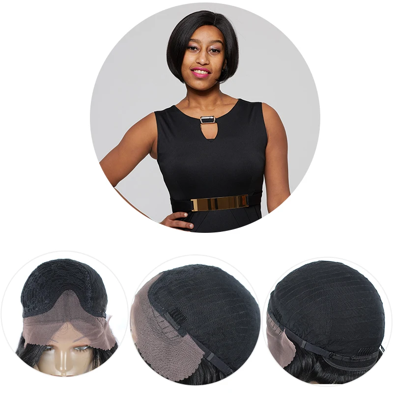 Peruvian Lace Front Human Hair Wigs 1B Color Bob Straight Human Hair Wigs Plucked Short Lace Frontal Wigs Black Women Remy Hair (31)