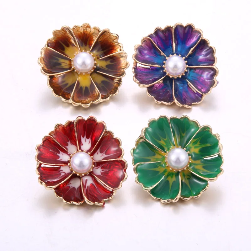New 10pcs/lot Snap Button Jewelry DIY Crystal Rhinestone Big flower charm Metal Buttons Fit 18mm Snaps bracelet necklace women | Украшения