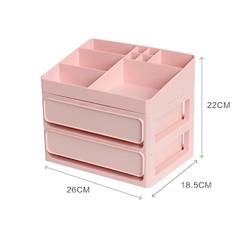 Пластиковая коробка для хранения косметики, контейнер для ювелирных изделий, органайзер для хранения косметики ручной работы, коробки-органайзеры - Цвет: Pink Three Layer