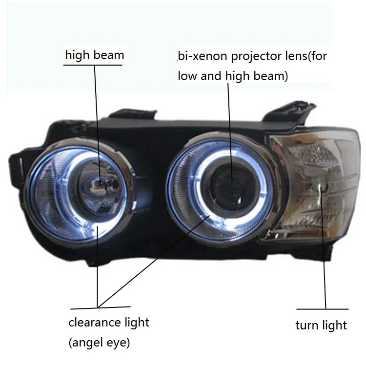 Светодиодный Ангел глаз+ halo поворотный светильник+ halo высокий луч+ би-ксеноновые линзы проектора, головной светильник в сборе для Chevrolet aveo sonic 2011-14