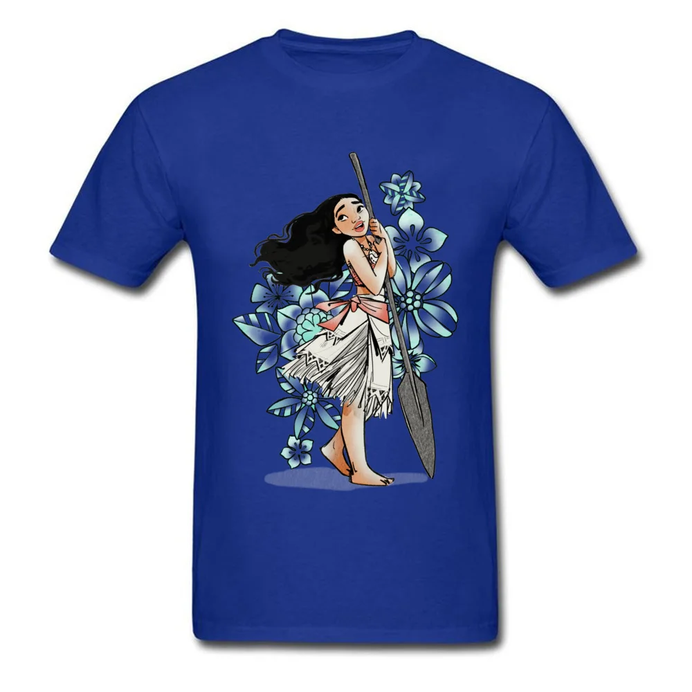 Moana Floral Sketch Summer Fall Cotton Fabric Round Collar Tops & Tees Short Sleeve Family Tee-Shirts New Design T-Shirt Moana Floral Sketch blue