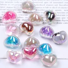 20 unidades/pacote cor acrílico haplopore coração em forma de contas costura vestuário artesanal artesanato suprimentos diy pulseira acessórios material