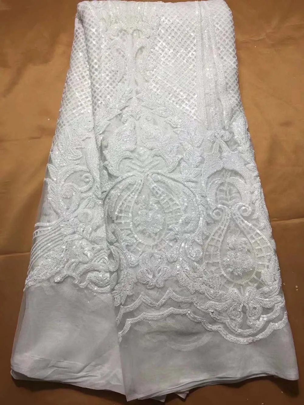 

Hot Nigerian Lace Fabric With Shinning white Sequins,African Mesh Tulle Lace High quality French Net Lace Fabric For Dresses