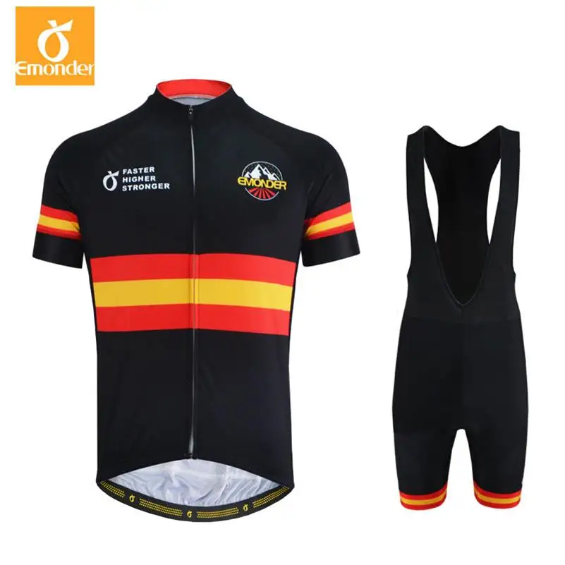 EMONDER Summer 100 Polyester Men's Cycling Sets Pro Team Short Sleeves