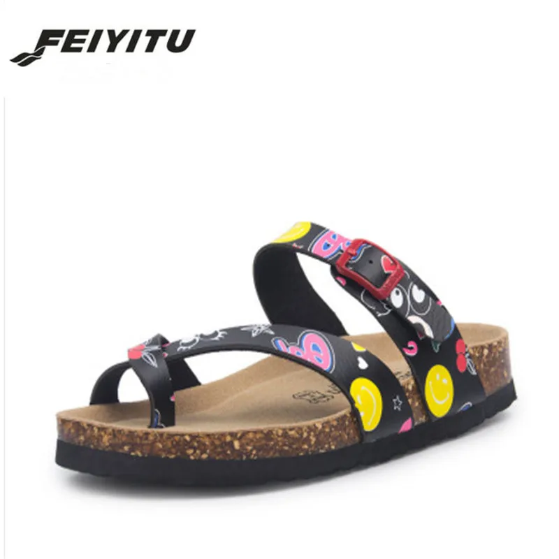 

FeiYiTu 2018 New Summer Beach Cork Slipper Flip Flops Shoes Women Mixed Color Casual Slides Shoes Flat with Plus Size 35-45
