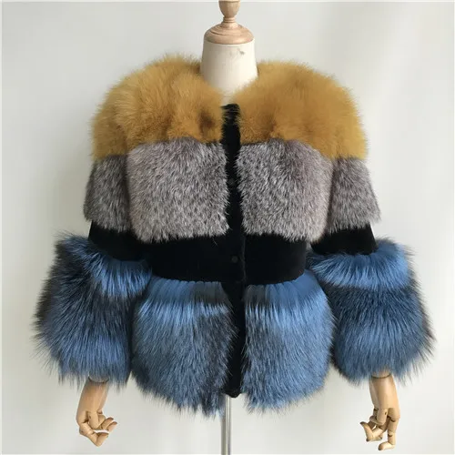 Зимнее женское пальто из лисьего меха, пальто из меха серебристой лисы, куртка для девушек, элегантная Толстая теплая верхняя одежда, куртки из натурального меха для женщин - Цвет: Color 2