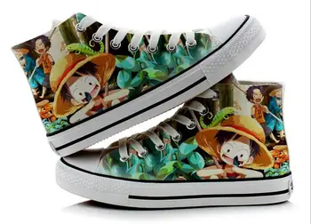 

High-Q Unisex ONE PIECE Canvas Shoes plimsolls Preppy ONE PIECE Luffy Zoro Trafalgar Law Casual Canvas Shoes rope soled shoes