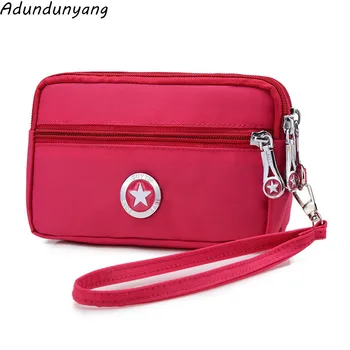 

Hot Sale Women Clutch 2018 nylon Wallet Women men phone bag wallets Zipper Purse Strap Money Bag Coin Purse For iPhone 7