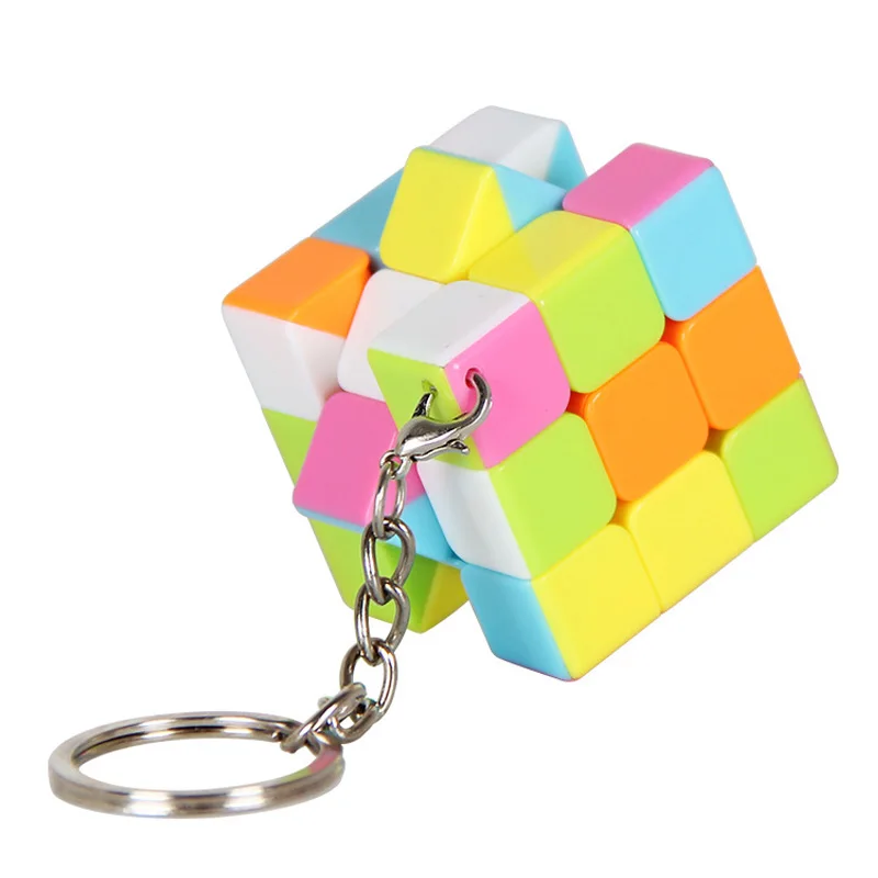 Высококачественные 3 см пластиковые ABS Мини 3x3x3 волшебный куб наклейки-пазлы с кольцом для ключей Opp сумка Упаковка игрушки подарок cubo