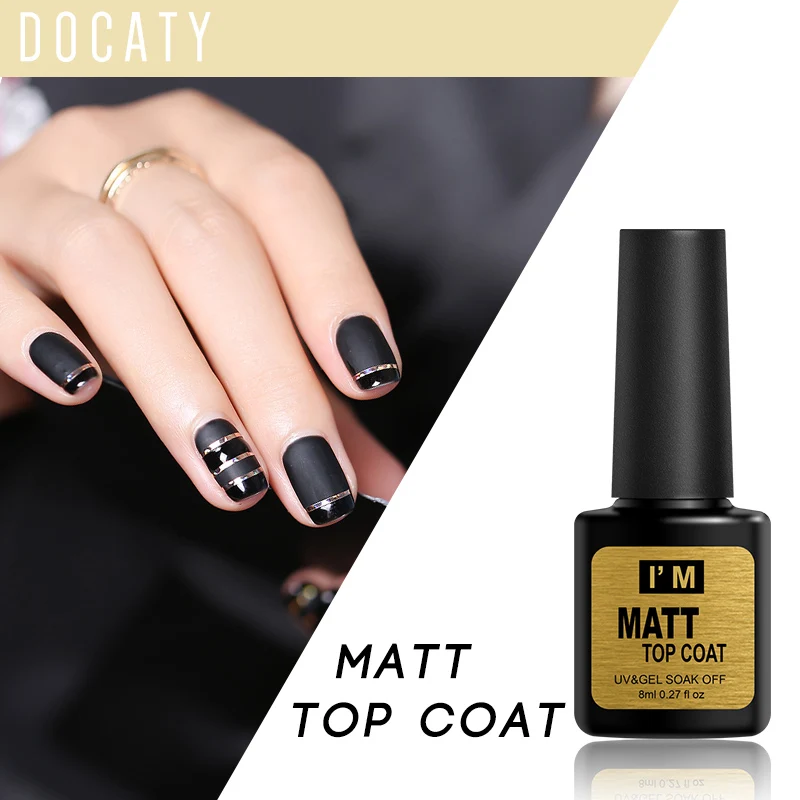 

Docaty Matte Top Coat UV 8ml Gel Varnishes DIY Nail Polish Varnishes Semi Permanent Nail Tip Finish Nail Art Primer Top Coat