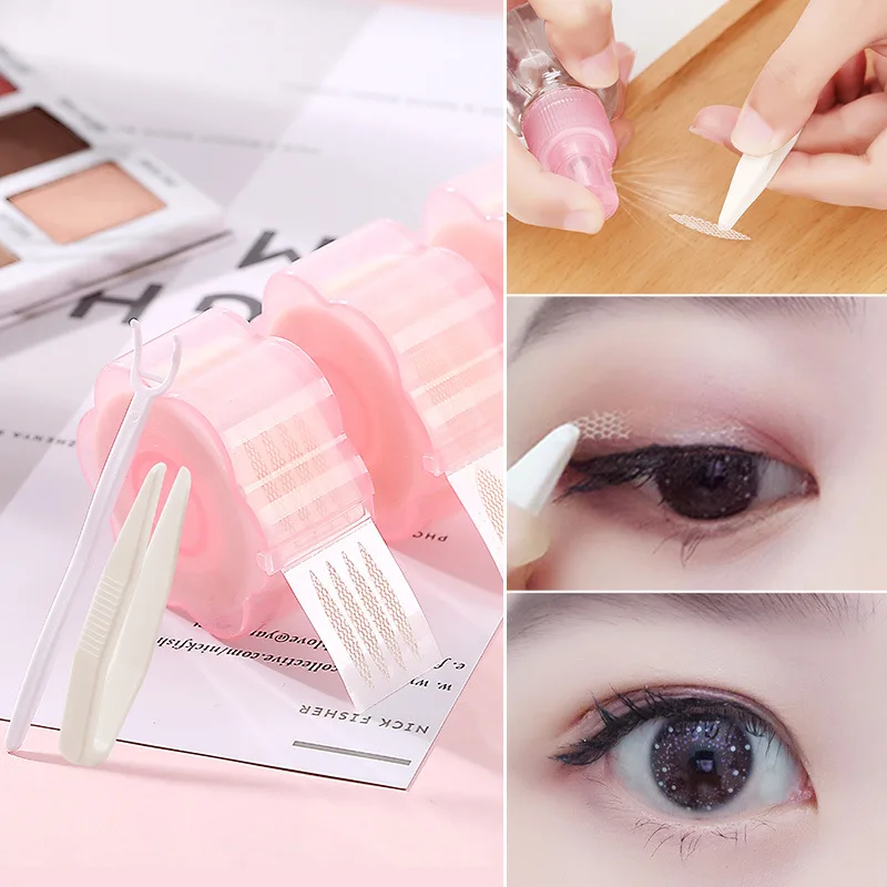 

360pcs Eyelid Tape Sticker - Pearl mesh yarn in contact with water self-adhesive glue invisible double eyelid paste
