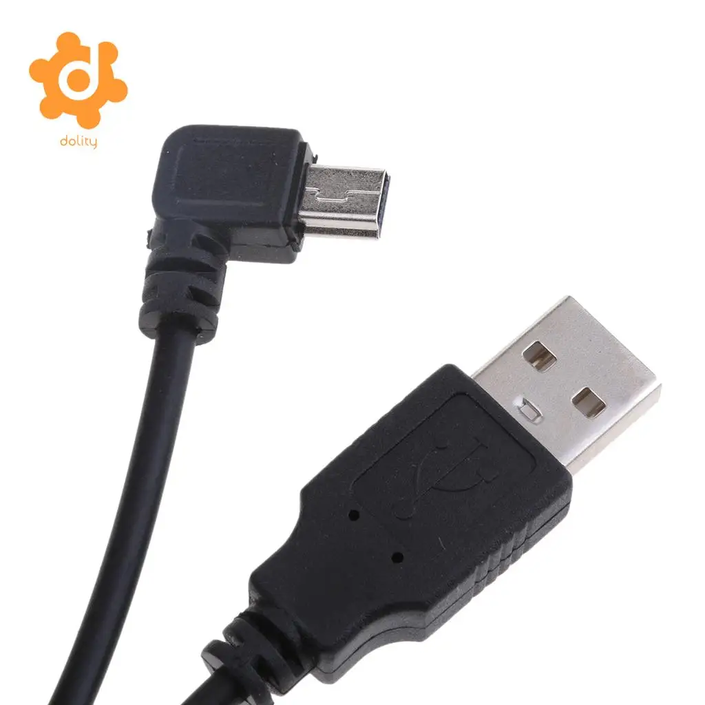 dolity 5V 2A Mini USB Charger Cable 90 Degrees Left Bend DVR GPS Chargring Cable