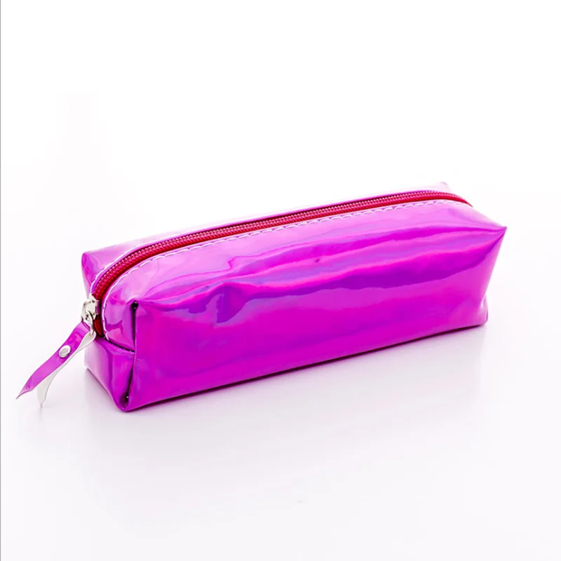 Японский и корейский Harajuku Светоотражающая и крутая лазерная сумка-карандаш для девушек Милая Студенческая Большая вместительная канцелярская Сумка-карандаш - Цвет: Фиолетовый