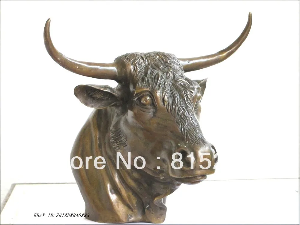 

wang 0004 9"western art Bronze art Statue remarkable Spain bull OX Head statue