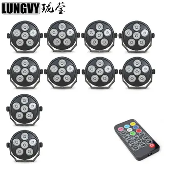 

Free Shipping 10pcs/Lot New Mini Plastic 6X6W LED Flat Par RGBW Color Mixing Remote Control Light Stage Uplighting KTV Disco DJ
