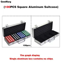 100 шт. емкость квадратных чипов чемодан чип-контейнер чип чехол/коробка покерные чипы квадратный алюминиевый чемодан