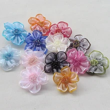 Upick 20 шт Цветы из органзы банты 2 тона свадебное шитье ремесло украшение