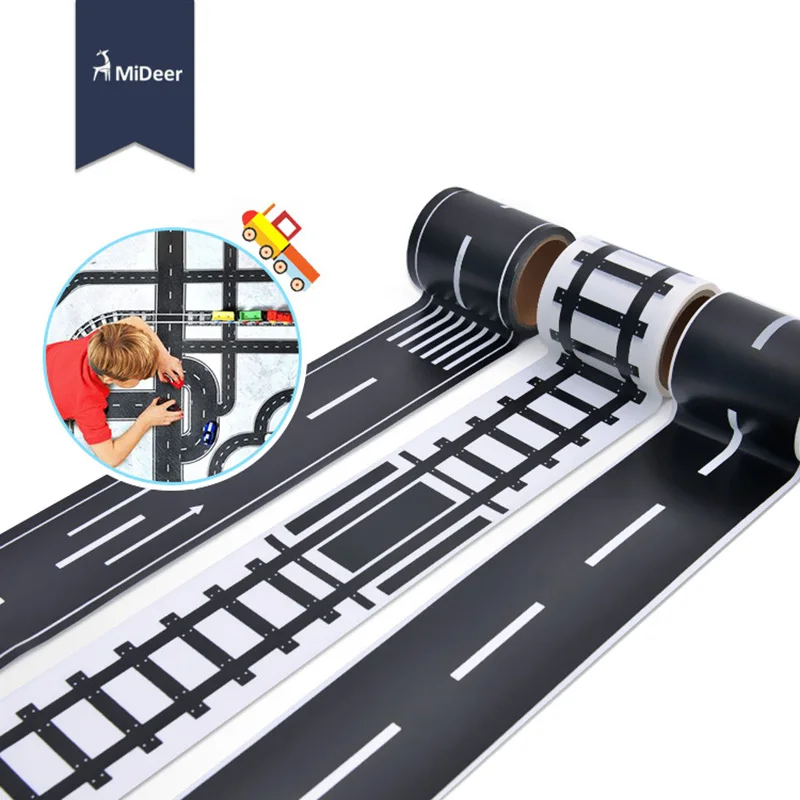 

MiDeer sticker road signs 4 styles traffic road railway/motoway/road/curve pathway for kids play toy car 11-407