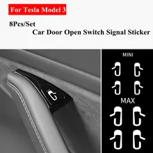 8 шт./компл. отверстия автомобильной двери выхода Стикеры наклейка для Tesla модель 3 интерьера Кнопка открытия дверей напоминание ручка переключателя Стикеры