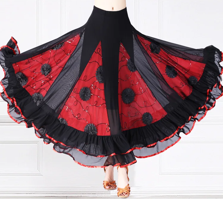 Леди Бальные Танцы юбка для девочек Национальный Стандартный юбка современные танцевальные костюмы женская юбка Цветочный вальс юбка для