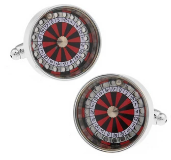 

New Style Factory Price Retail Men's Cuff Button Copper Material Red Colour Roulette Style Enamel Cufflinks abotoadura