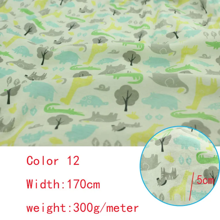 Стрейчевый трикотажный трикотаж хлопковая ткань с принтом из мультфильма, милая одежда для малышей, хлопковая ткань 50*170 см - Цвет: Color 12