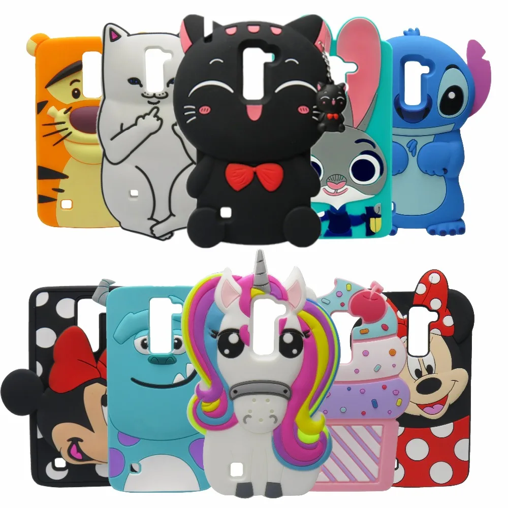

For LG K8 3D Cartoon Silicon minnie Stitch Cupcake Soft Phone Back Cover Case for LG K8 Lte K350 K350E K350N 5.0" K 8 4G 2016
