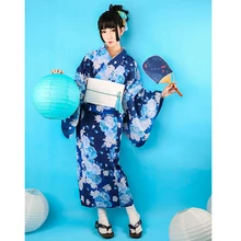 Женское японское традиционное кимоно с Obi винтажное женское вечернее кимоно платье японское кимоно Цветок юката халаты