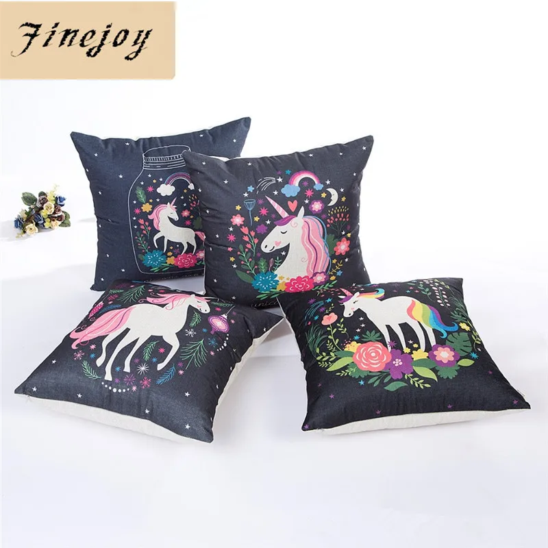Тонкая серия joy Unicorn чехол для подушки 45X45 см дизайн листьев цветок Мягкие Черные
