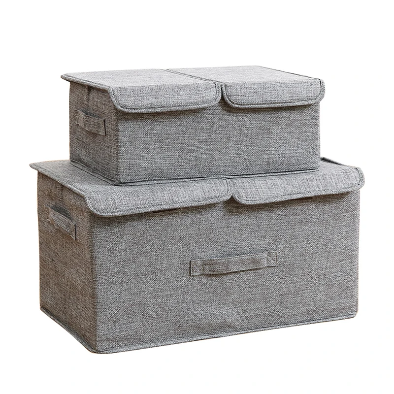 

Collapsible Clothes Organizer Box Removable Toys Storage Bin with Dustproof Lid Household Sundries Storage Box