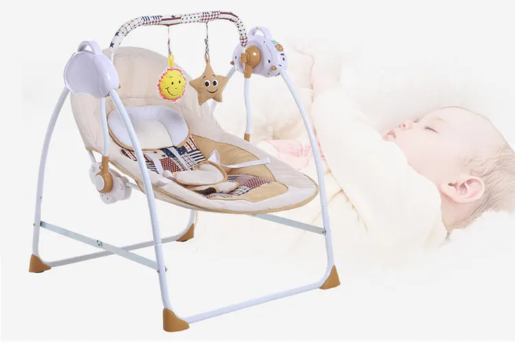Стиль, портативные электрические детские качели, кресло батут, музыкальная качалка для ребенка, безопасная корзина для сна для новорожденного ребенка