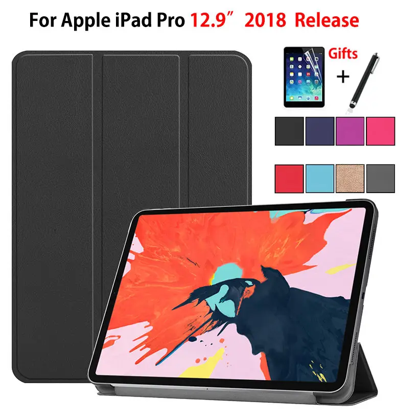 Чехол для iPad Pro 12,"(), умный чехол, чехол для нового iPad Pro 12,9 дюйма, ультра тонкий складной чехол с подставкой+ пленка+ ручка